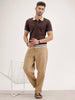 Slim Fit Flat Knit Polo T-Shirt | Brown