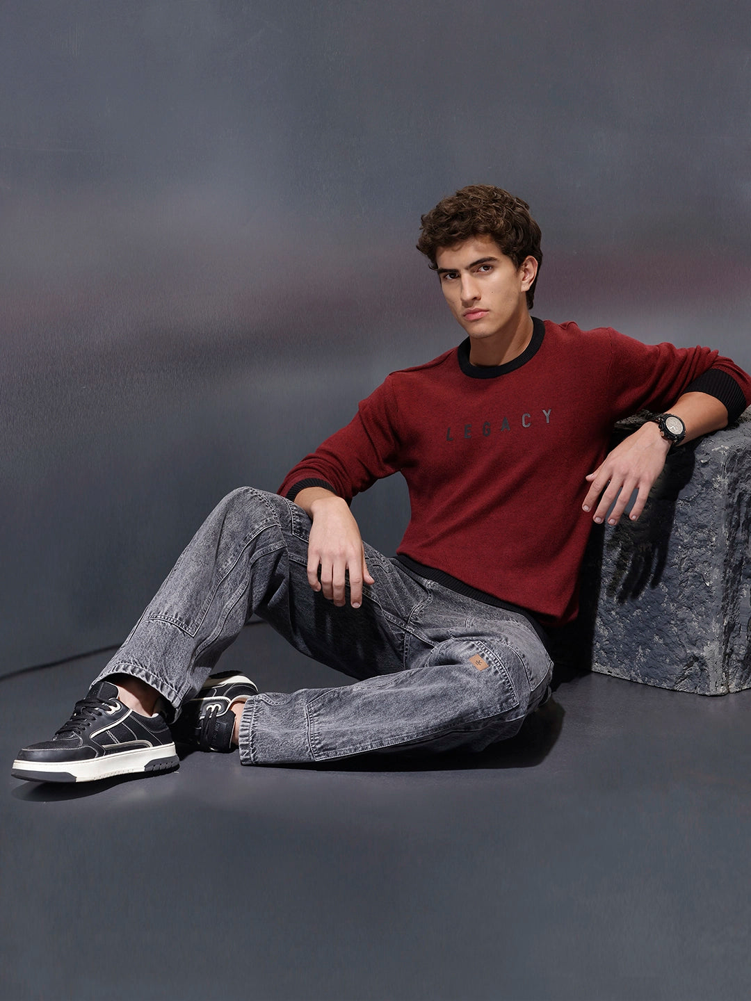 Men's Crewneck Pullover with Legacy Print  |  Maroon
