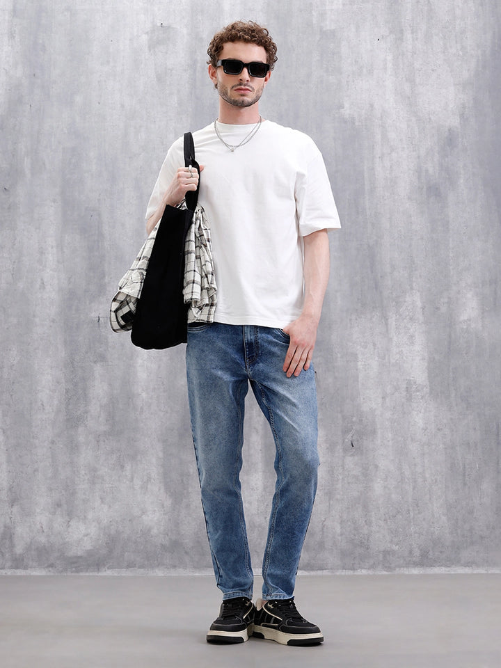 Heavy Fade Skinny Crop Jeans | Blue