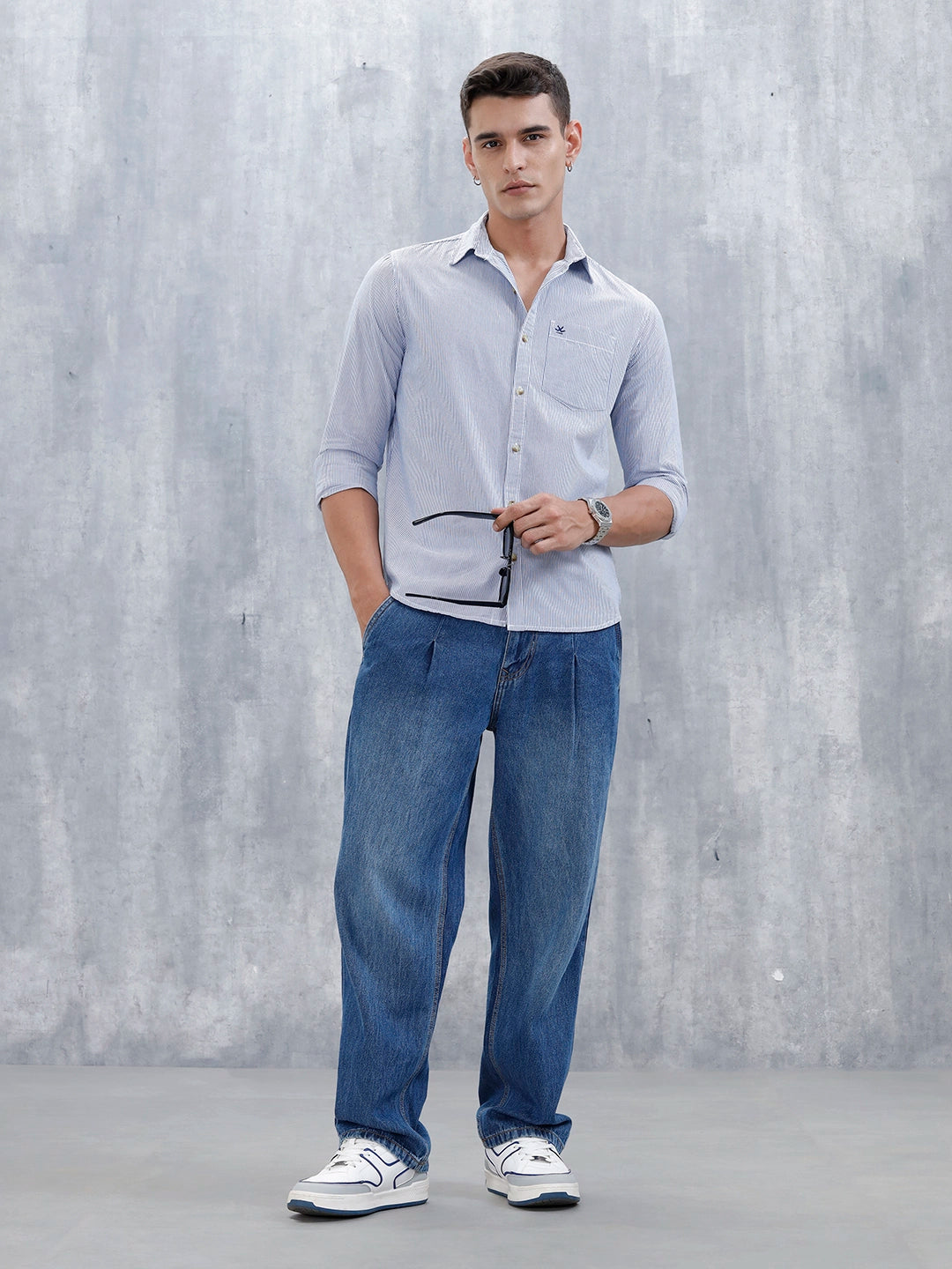 Men's Casual Striped Pattern Shirt | Blue