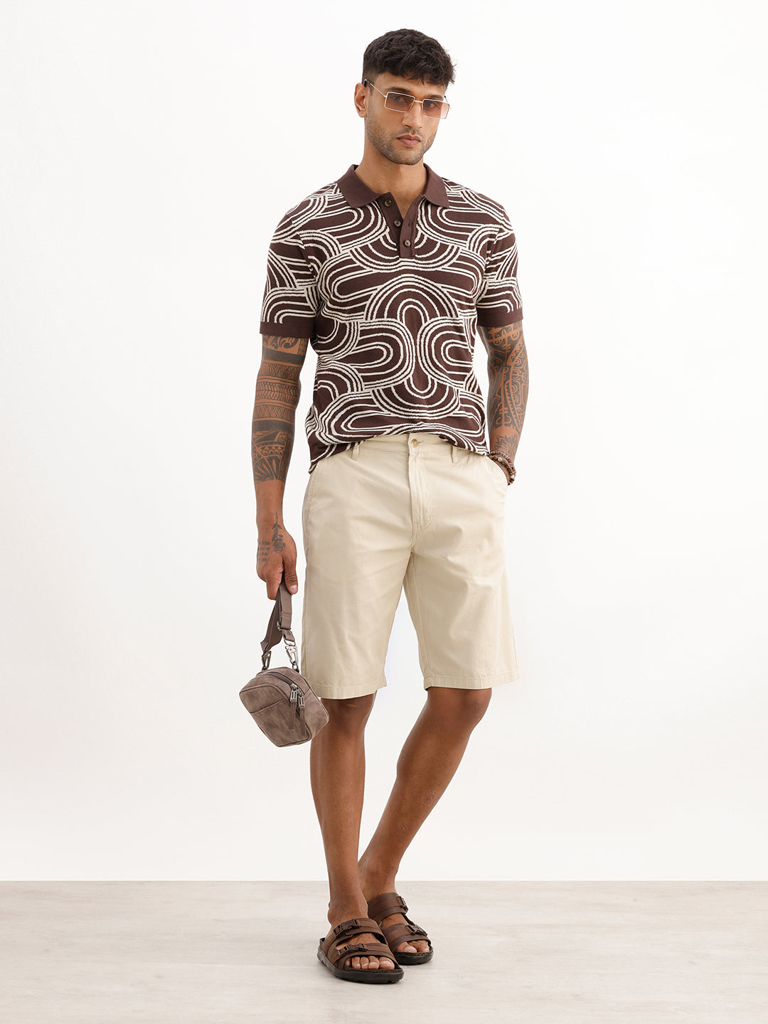 Classic Solid Slim Fit Shorts | Beige
