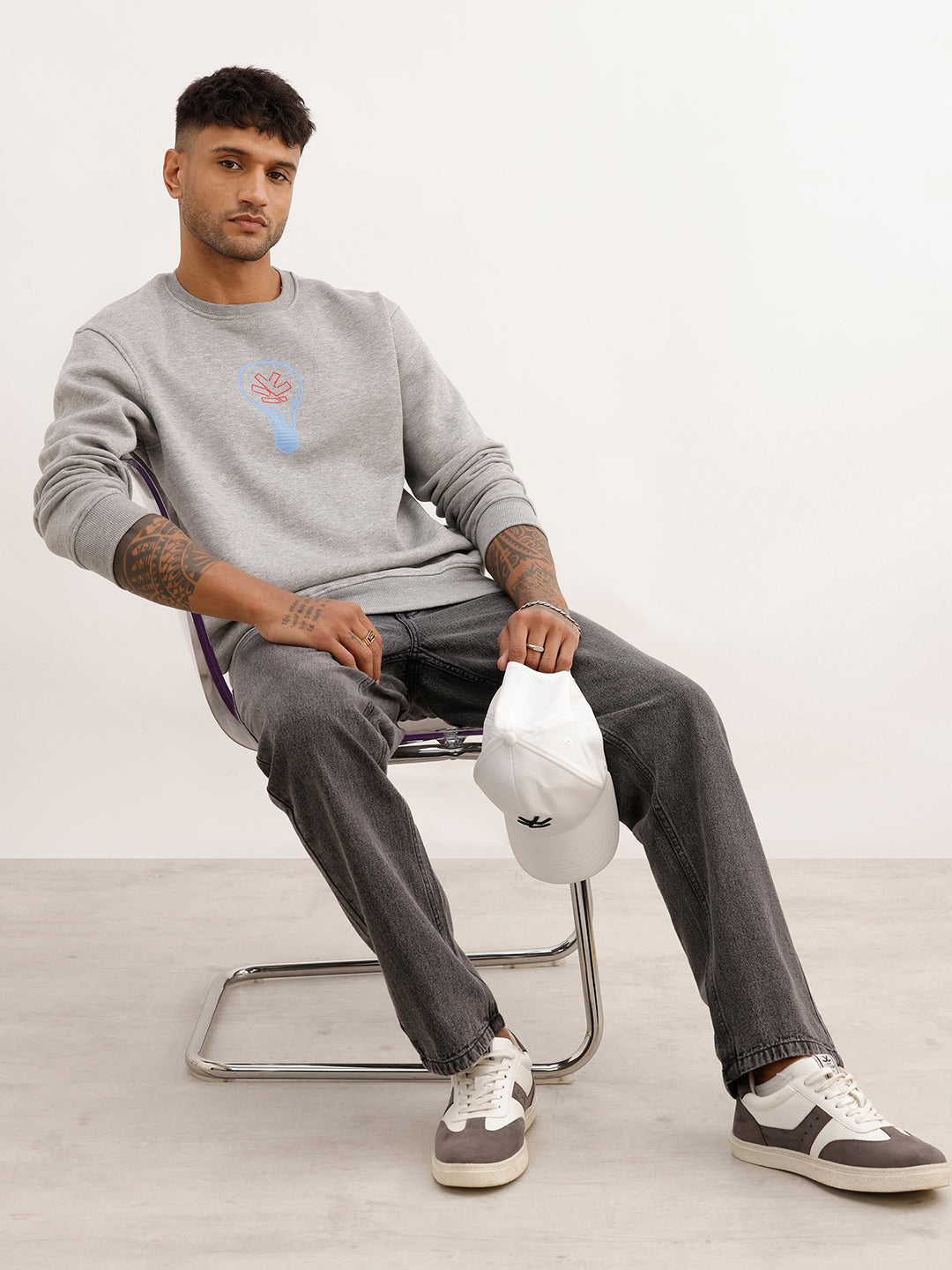 Classic Comfort Fit Printed Sweatshirt | Grey