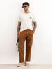 Solid Loose Fit Cargo Trouser | Brown