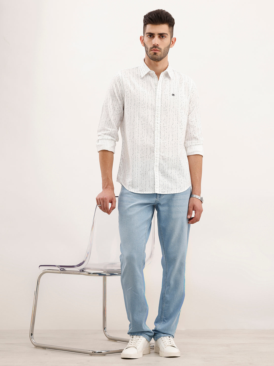 Slim Fit AOP Shirt | White