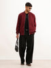 Solid Slim Fit Zipper Jacket | Wine