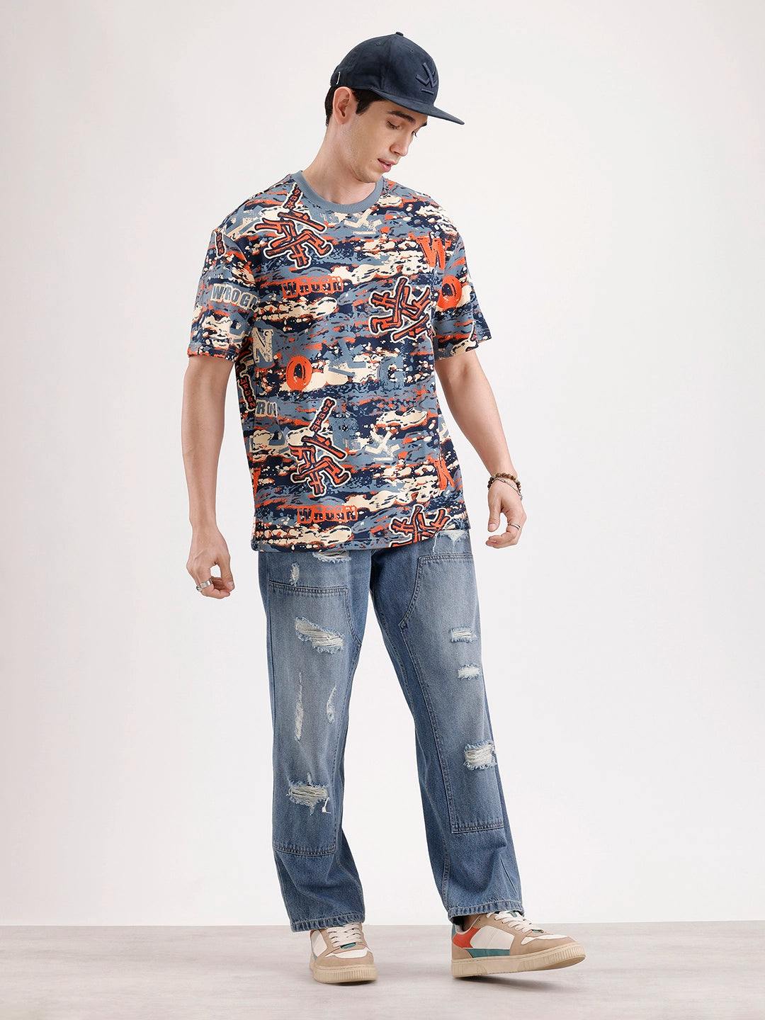 Classic Oversized AOP T-Shirt  | Navy Blue