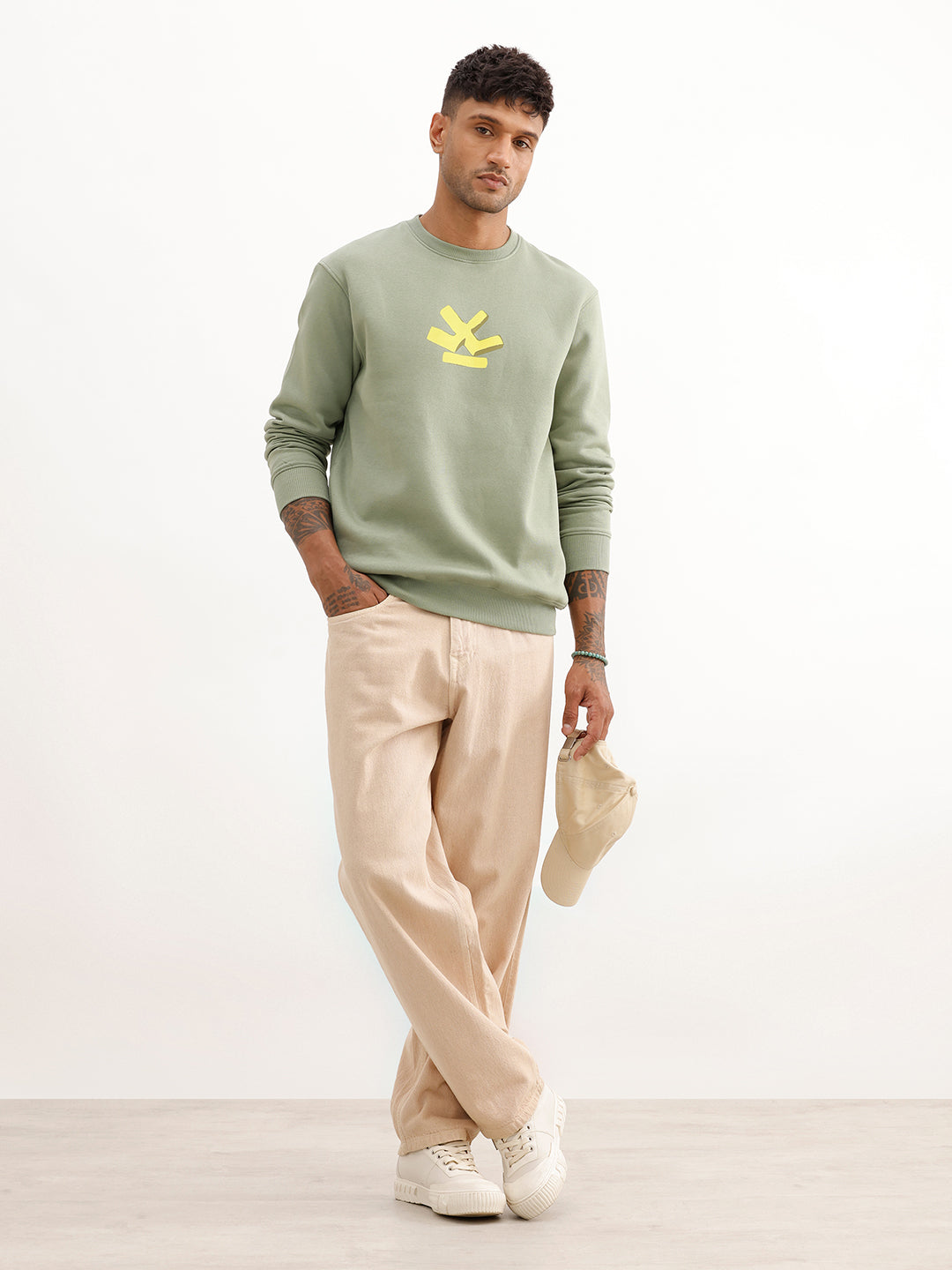 Comfort Fit Placement Printed Sweatshirt | Green