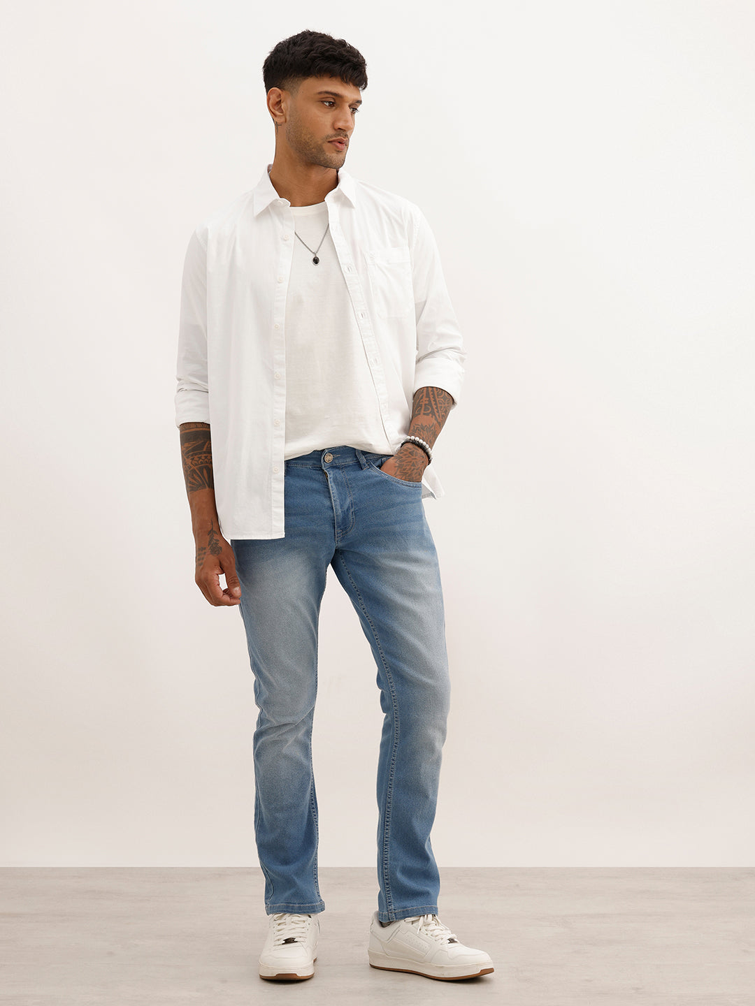 Straight Fit Faded Denim Jeans | Dark Blue | WVJN2833F