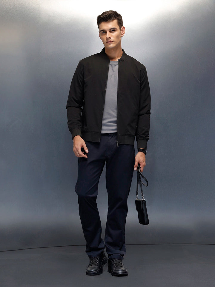 Men's casual straight fit trousers | Navy Blue