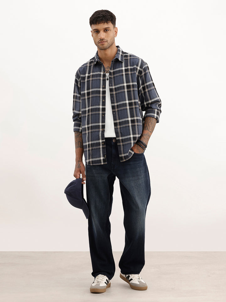 Comfort Fit Full Sleeve Checkered Shirt | Blue