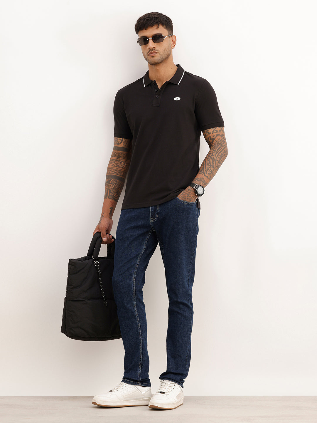 Solid Tipping Collar Polo T-Shirt | Black | WWTS230F