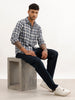 Slim Fit Checkered Full Sleeve Shirt | Blue