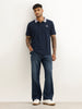 Slim Fit Contrast Collar Polo T-Shirt | Navy Blue