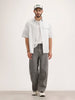 Oversized Fit Checkered Half Sleeve Shirt | White