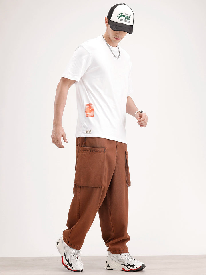 Oversized Placement Printed T-Shirt | White