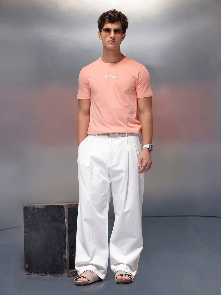 Solid Regular Fit T-Shirt   |  Peach