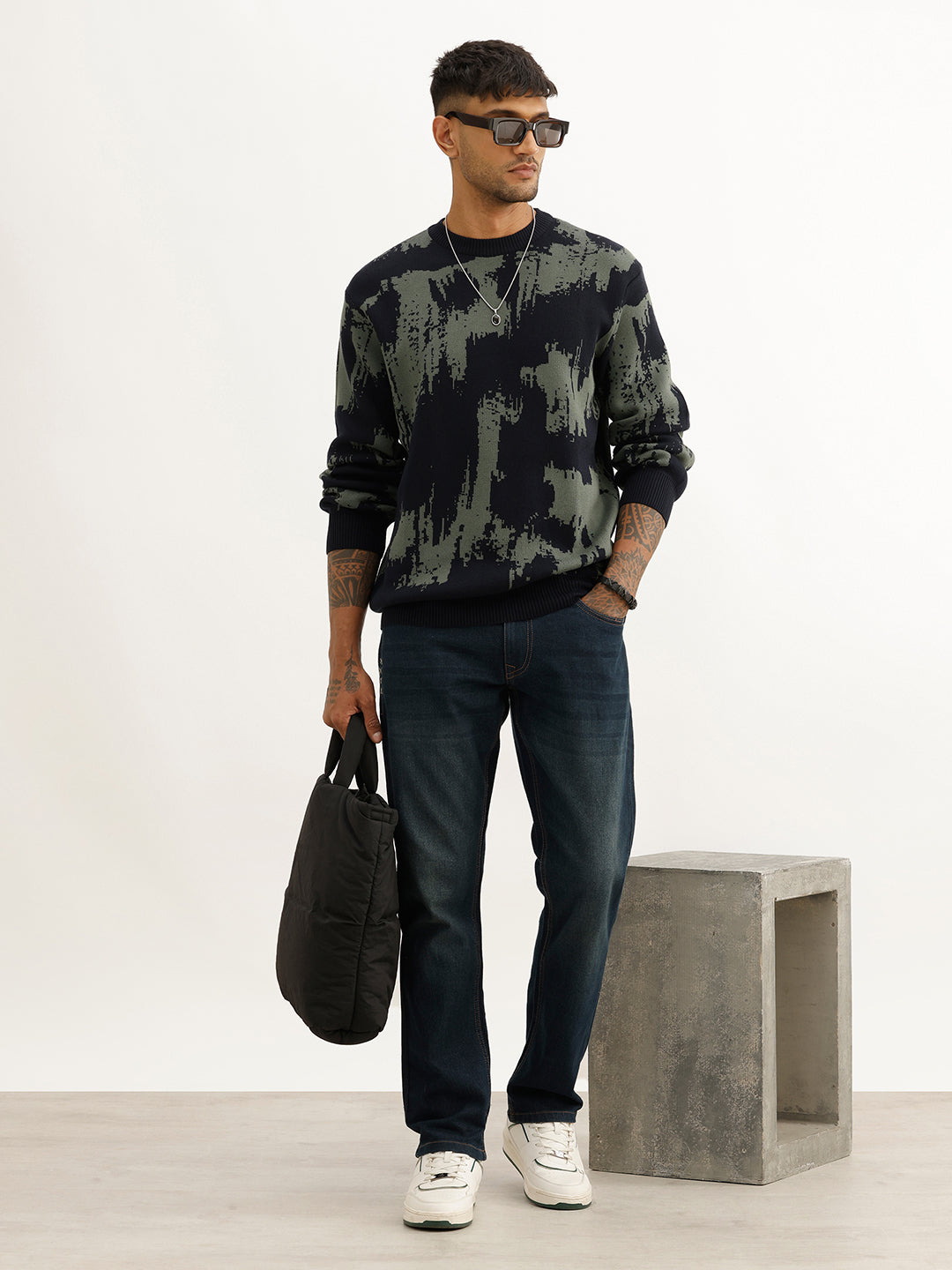 Classic AOP Knitted Full Sleeve T-Shirt | Olive
