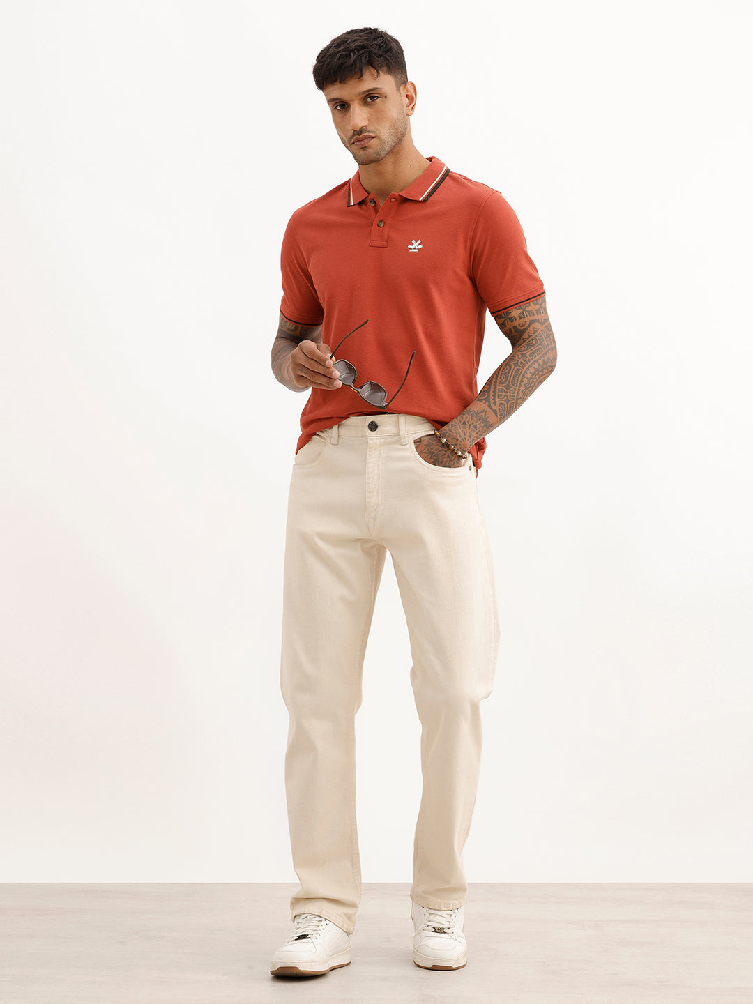 Solid Tipping Collar Polo T-Shirt | Rust | WWTS277F