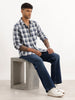 Classic Slim Fit Checkered Shirt | Navy Blue