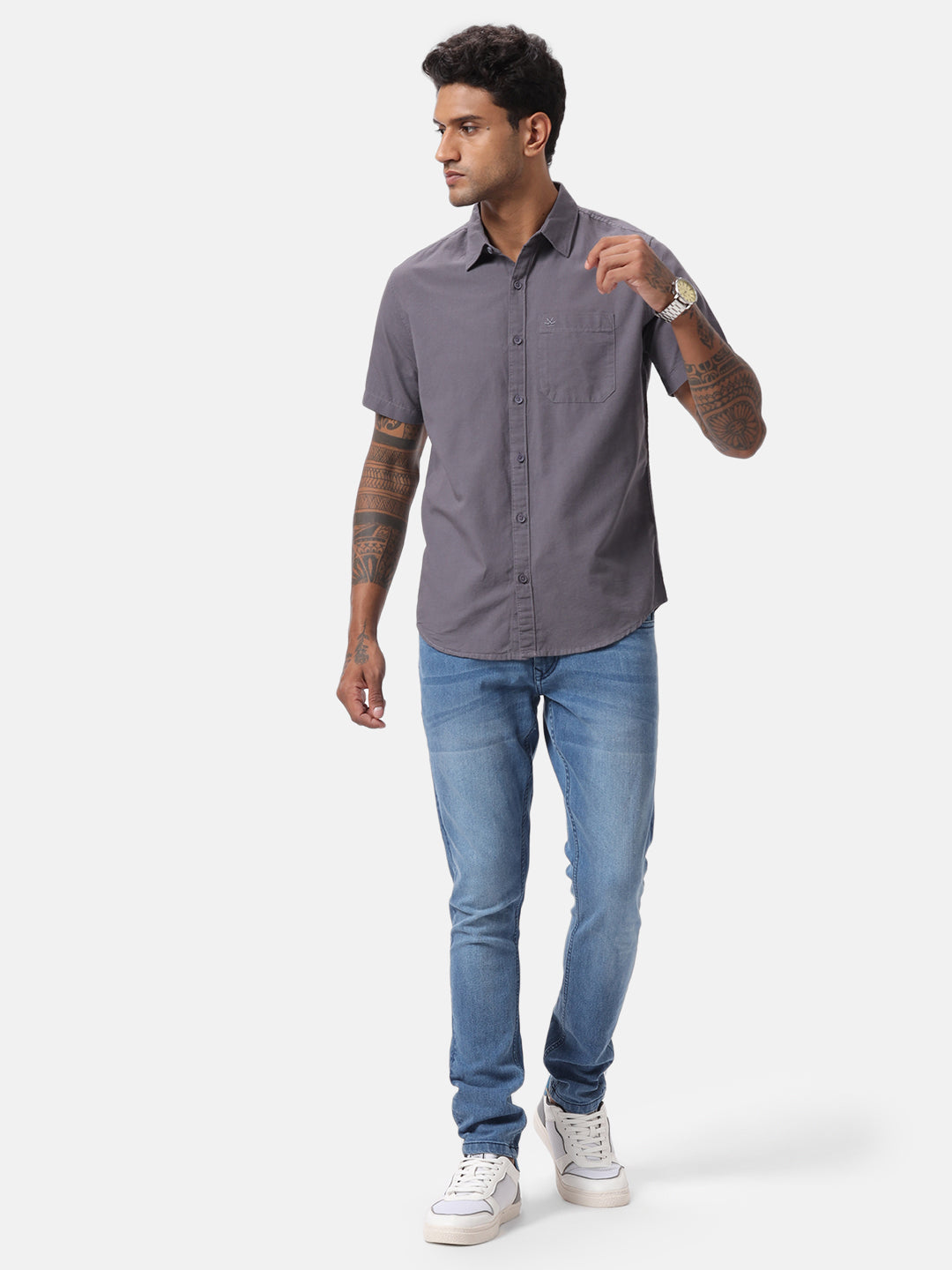 Dark Grey Half Sleeve Shirt