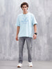 Wrogn Logo Raw-Edged Tee | Light Blue