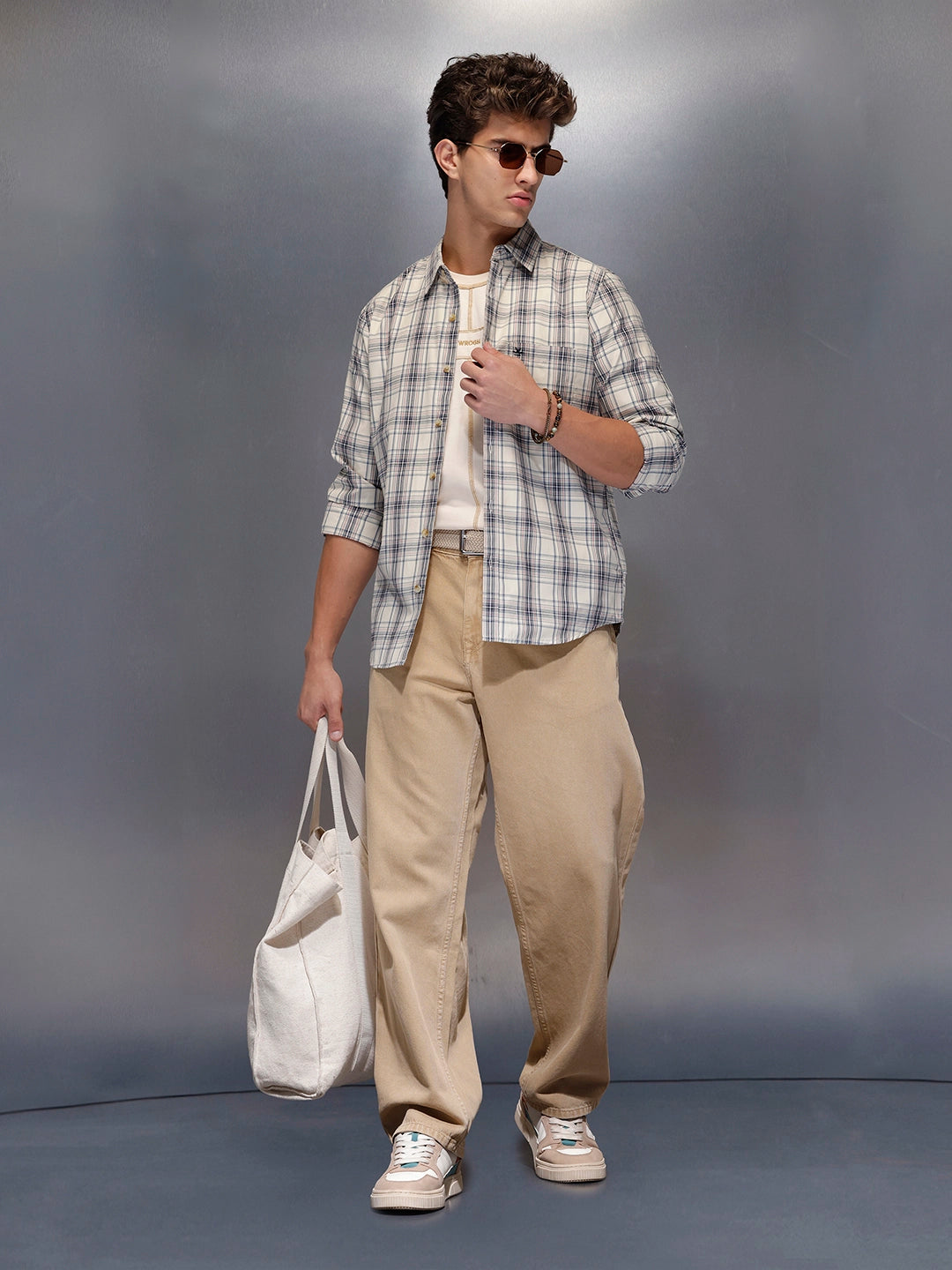 Men’s Neutral Plaid Everyday Shirt | Off White