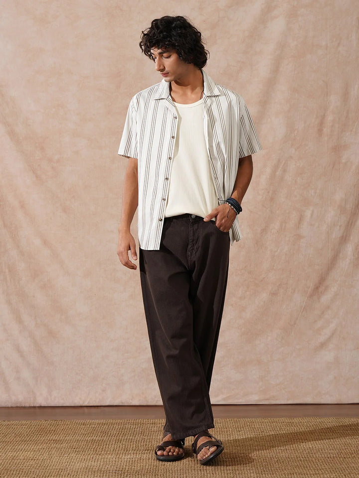 Striped Micro Cord Texture Shirt | Grey