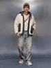 Olive Block Sherpa-Panel Jacket | Beige