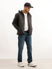 Solid Regular Fit Puffer Hooded Jacket | Black