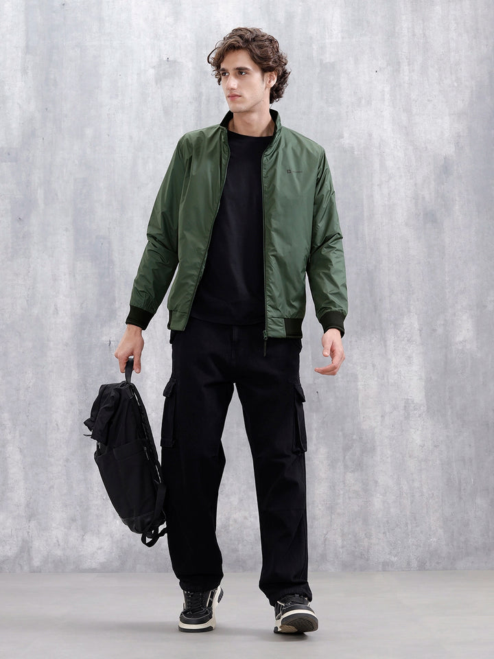 Classic Zip-Up Casual Jacket For Men | Green