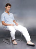 Fine- textured knit polo | Blue
