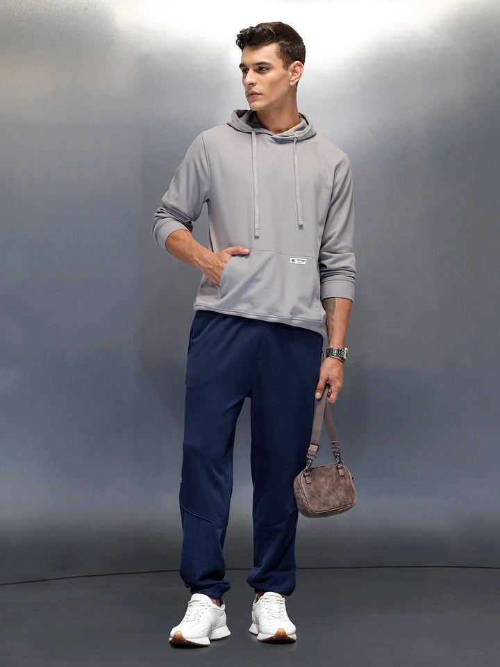 Men's casual straight fit printed knitted jogger | Navy Blue