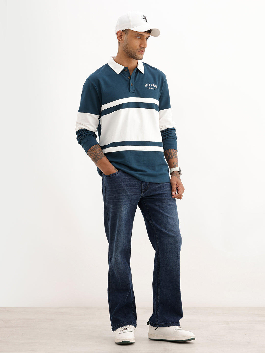 Comfort Fit Cut & Sew Full Sleeve Polo T-Shirt | Teal