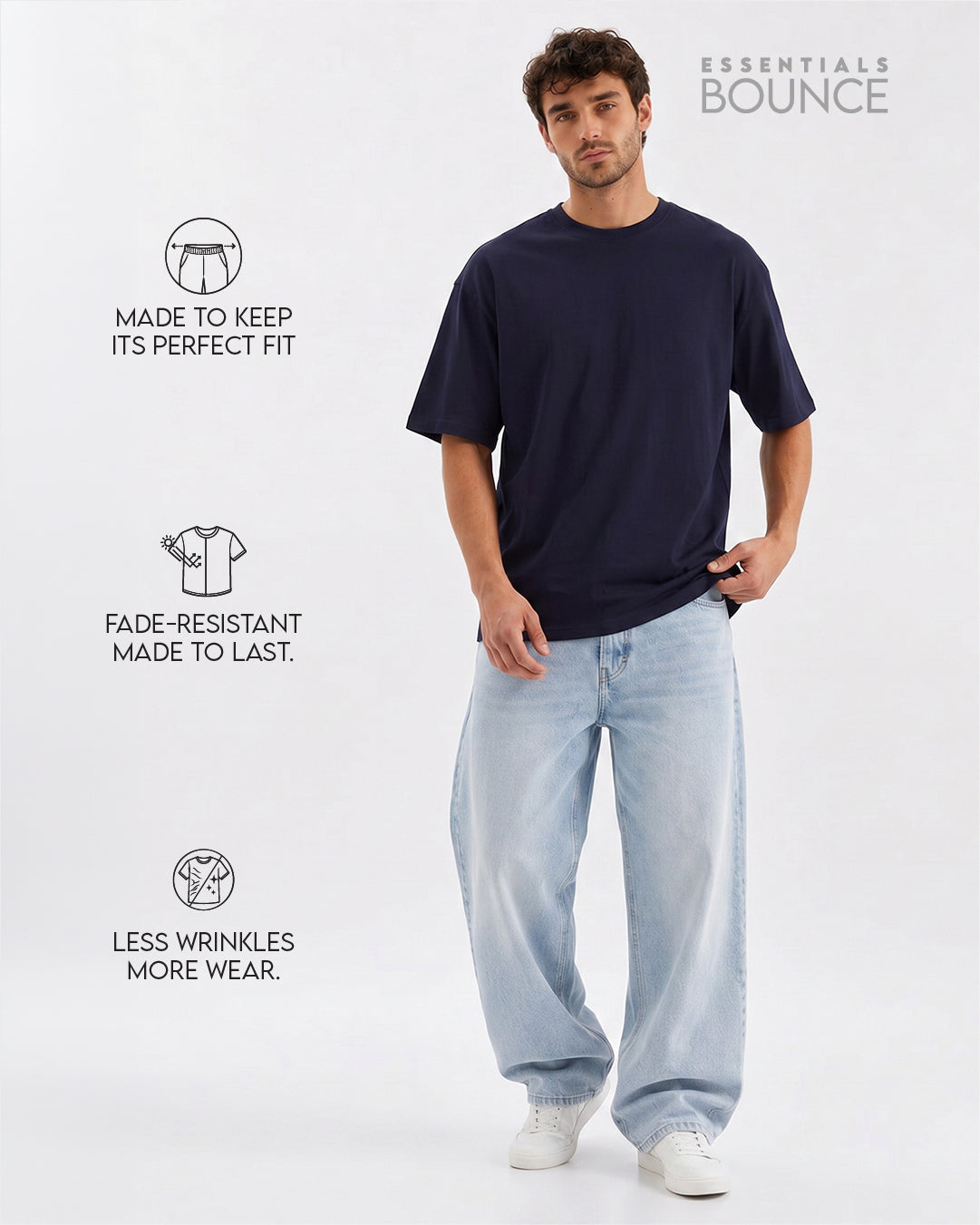 No Brainer Bounce Oversized T-Shirt | Essential | Navy Blue
