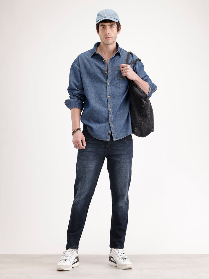 Skinny Crop Faded Denim Jeans | Blue