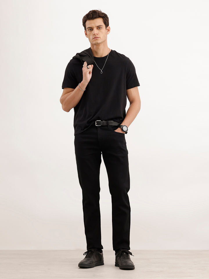 Solid Slim Fit Denim Jeans  | Black