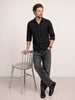 Textured Slim Fit Full Sleeves Shirt | Black
