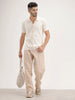 Slim Fit Textured Half Sleeve Shirt | Off White