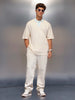 Colour Blocked Oversized Polo T-Shirt   |  Beige