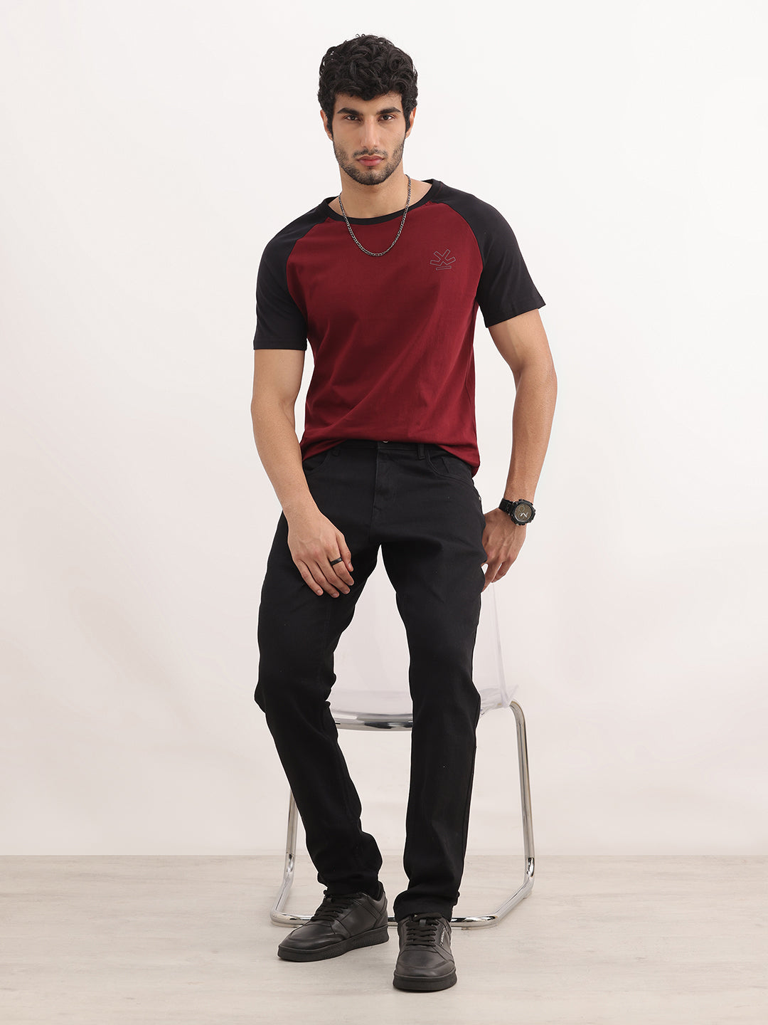 Slim Fit Ragland Sleeve T-Shirt | Maroon