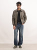 Solid Regular Fit Zipper Jacket | Olive