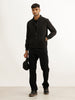 Solid Regular Fit Zipper Jacket | Black