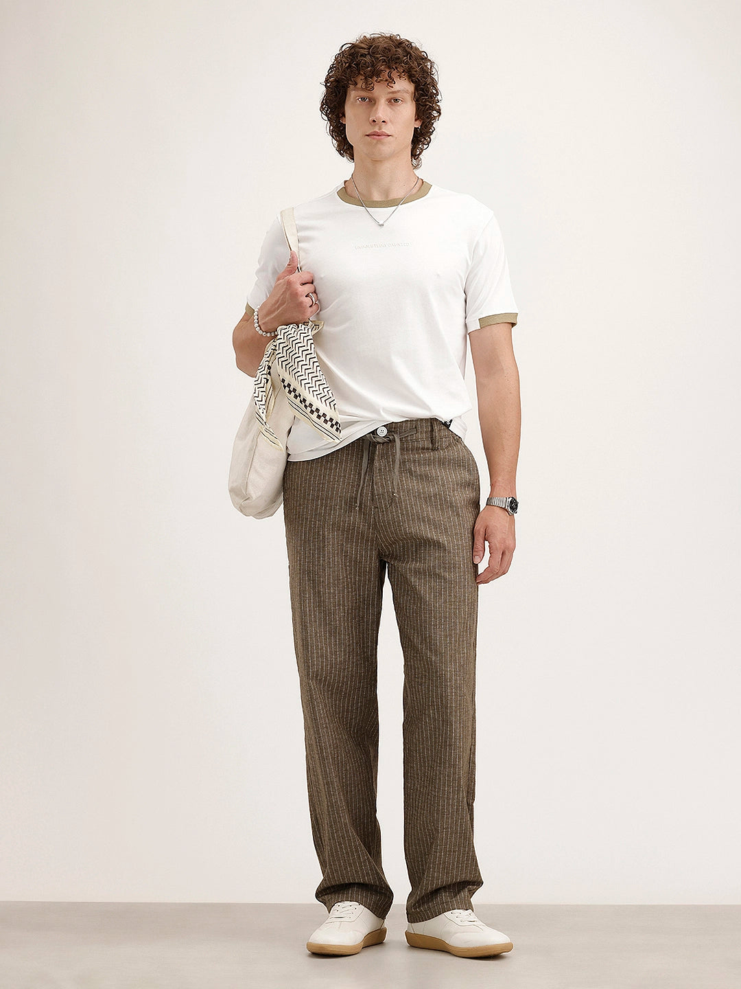Loose Fit Linen Blend Parachute Trouser | Brown
