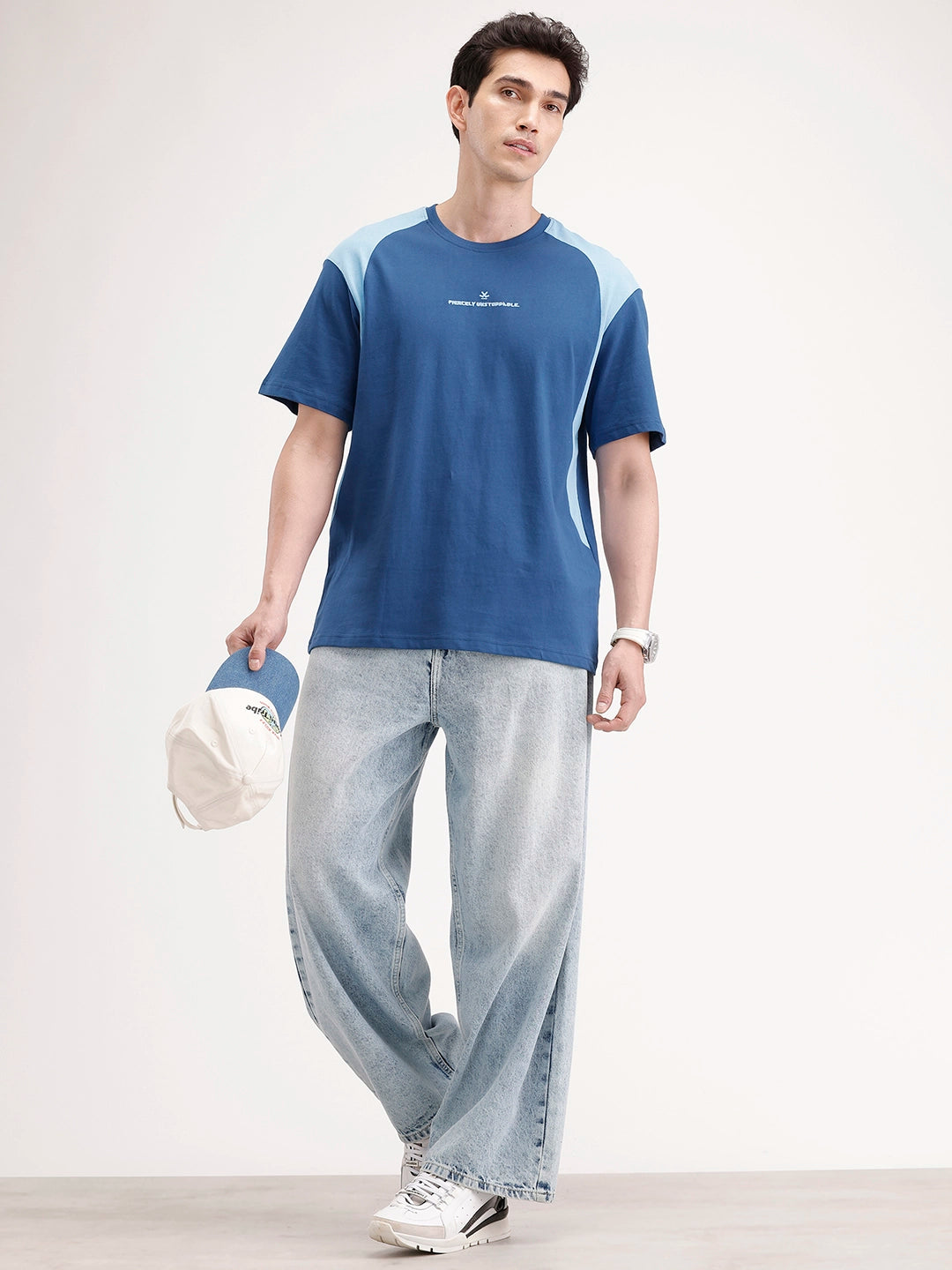 Oversized Cut & Sew T-Shirt | Dark Blue