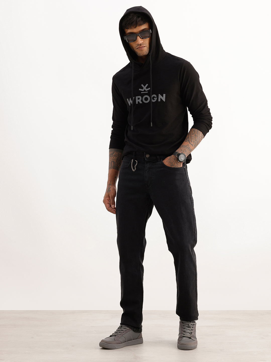 Solid Straight Fit Denim Jeans | Black