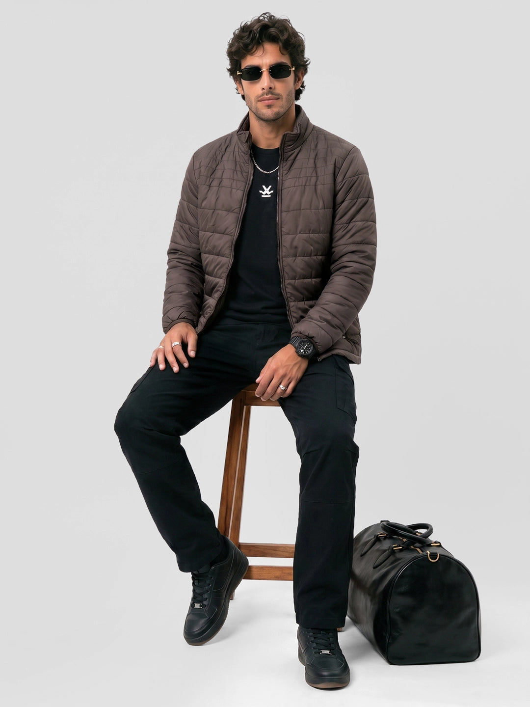 Regular Fit Puffer Jacket | Brown