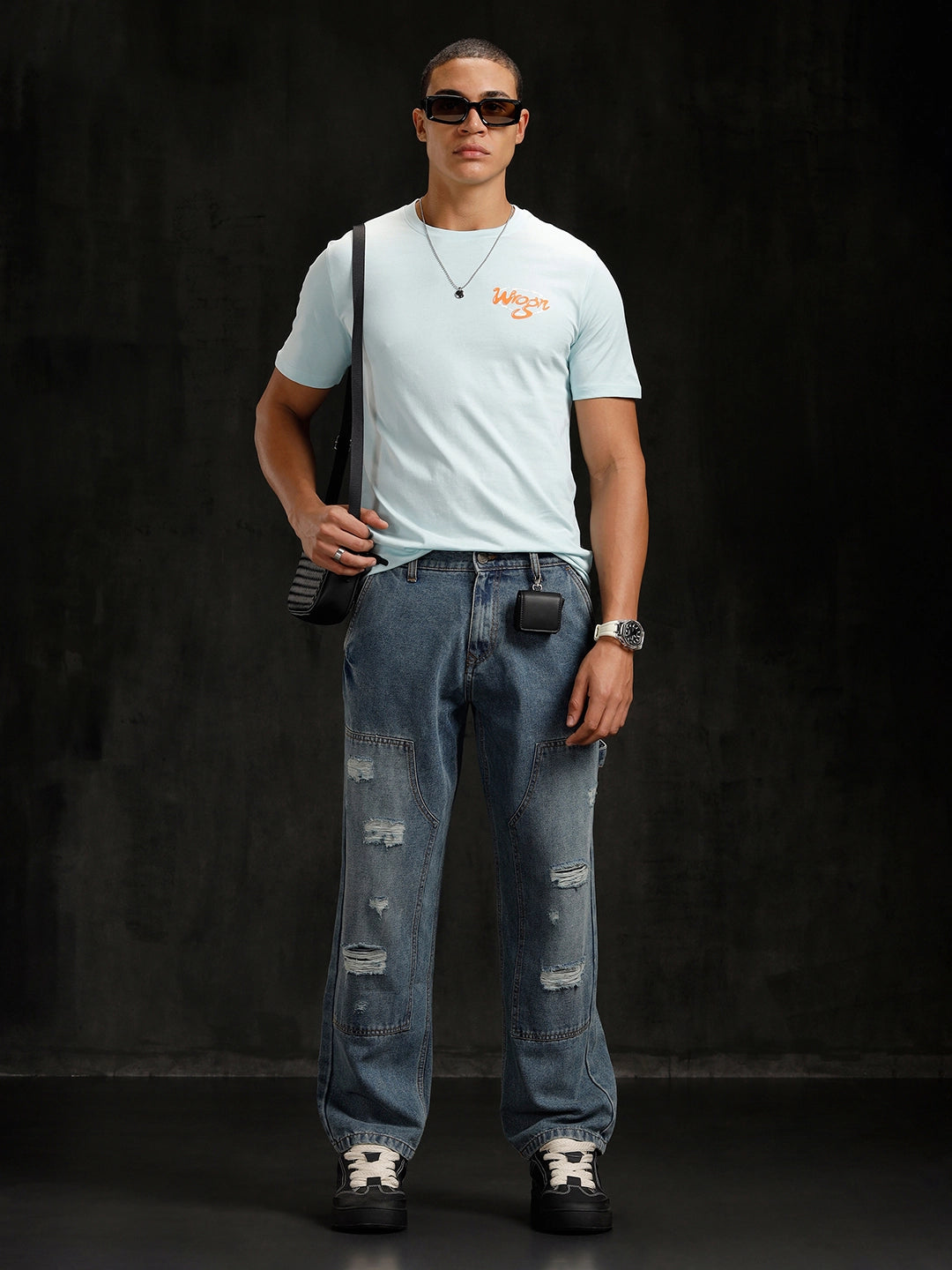 Logo Placement Printed T-Shirt | Blue