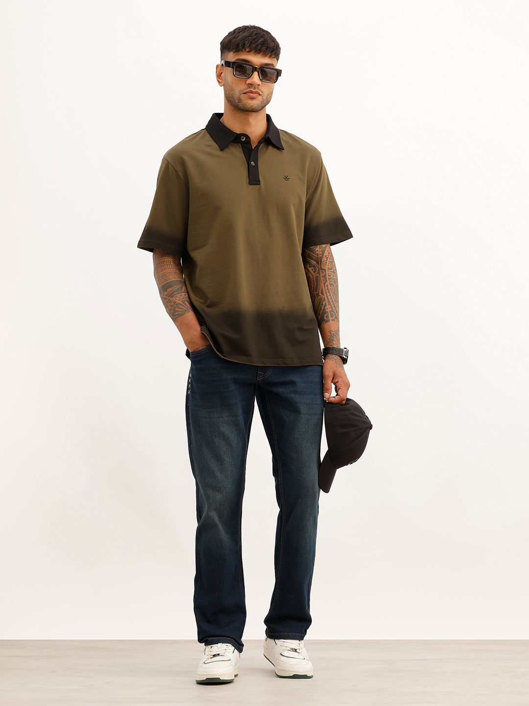 Comfort Fit Placement Printed Polo T-Shirt | Olive