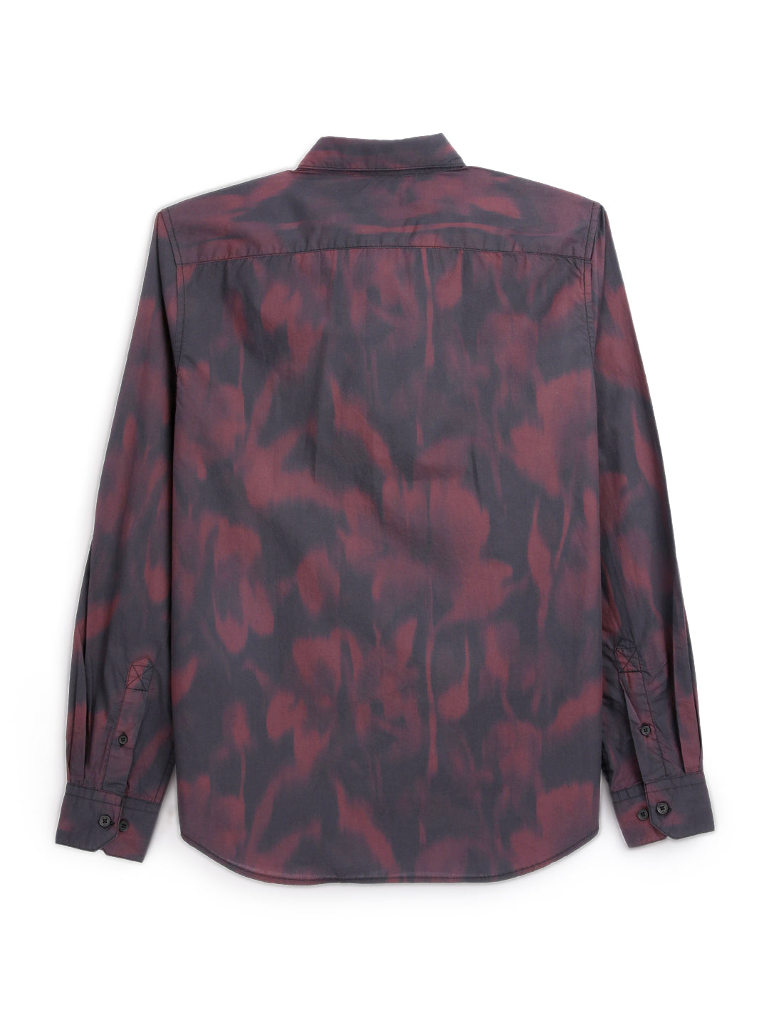 Abstract Maroon Satin Printed Shirt