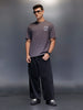 Men's oversized graphic T-shirt with bold back print | Charcoal